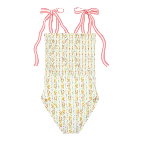 minnow Smocked One Piece Citrus Linear - Picture 1 of 7